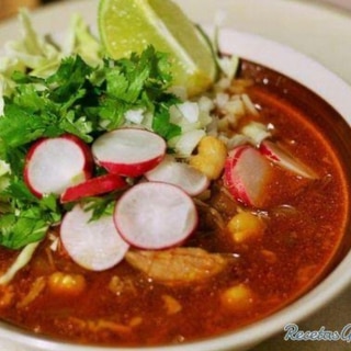 赤かぶ入りひよこ豆スープ(pozole)